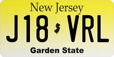 NJ license plate J18VRL