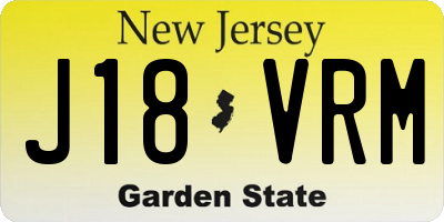 NJ license plate J18VRM