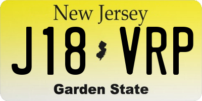 NJ license plate J18VRP