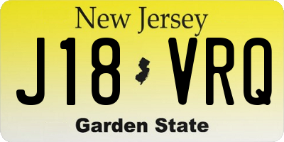 NJ license plate J18VRQ