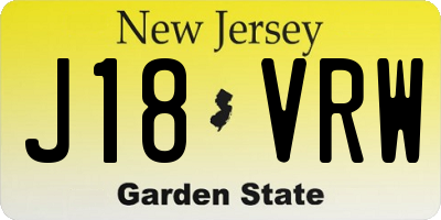 NJ license plate J18VRW