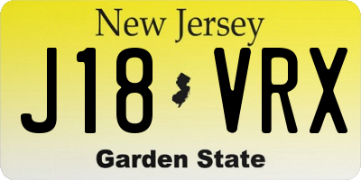 NJ license plate J18VRX