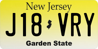NJ license plate J18VRY