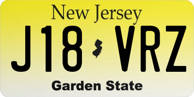 NJ license plate J18VRZ