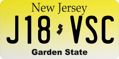 NJ license plate J18VSC