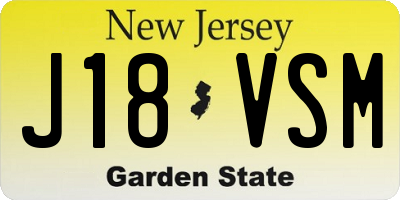 NJ license plate J18VSM