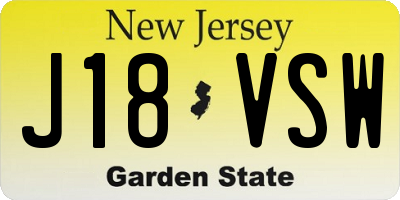 NJ license plate J18VSW