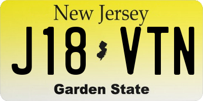 NJ license plate J18VTN