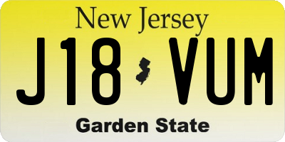 NJ license plate J18VUM