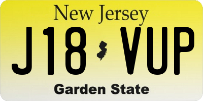 NJ license plate J18VUP