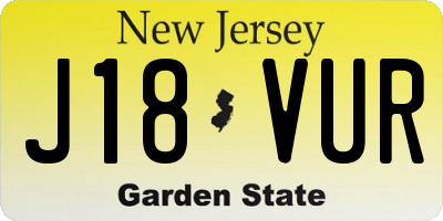 NJ license plate J18VUR