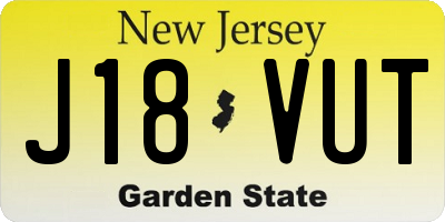 NJ license plate J18VUT