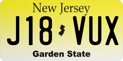 NJ license plate J18VUX