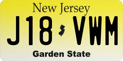 NJ license plate J18VWM