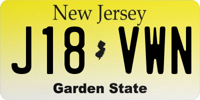 NJ license plate J18VWN