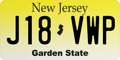 NJ license plate J18VWP