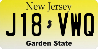 NJ license plate J18VWQ