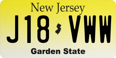 NJ license plate J18VWW
