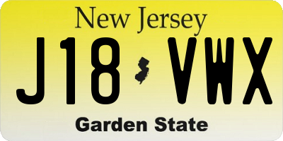 NJ license plate J18VWX