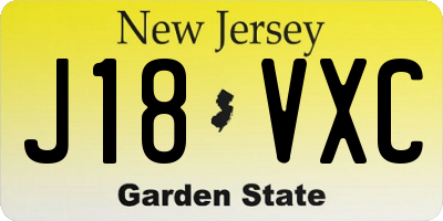 NJ license plate J18VXC