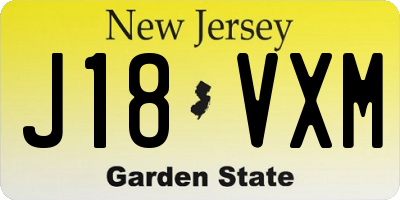 NJ license plate J18VXM