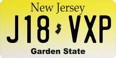 NJ license plate J18VXP