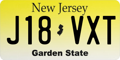 NJ license plate J18VXT