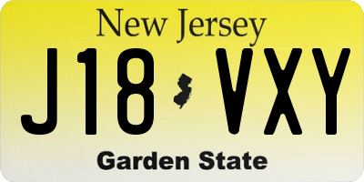 NJ license plate J18VXY