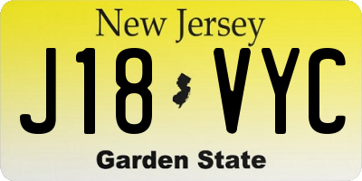 NJ license plate J18VYC