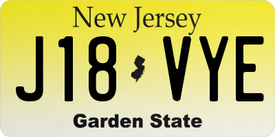 NJ license plate J18VYE