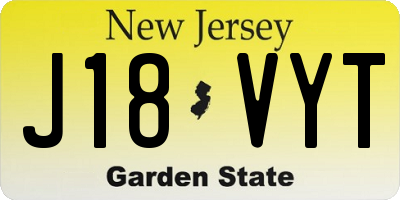 NJ license plate J18VYT