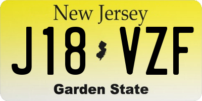 NJ license plate J18VZF