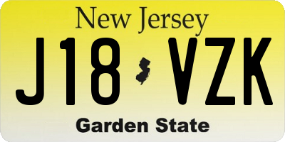 NJ license plate J18VZK