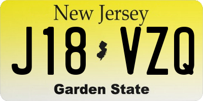 NJ license plate J18VZQ