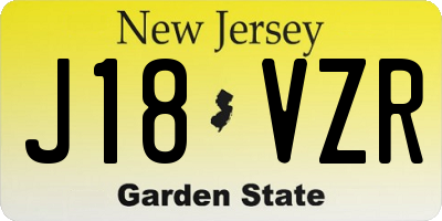NJ license plate J18VZR