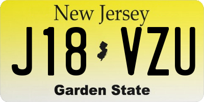 NJ license plate J18VZU