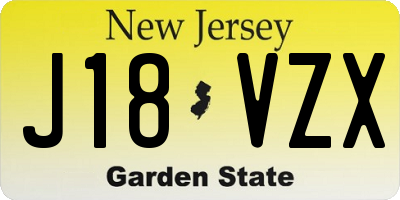 NJ license plate J18VZX