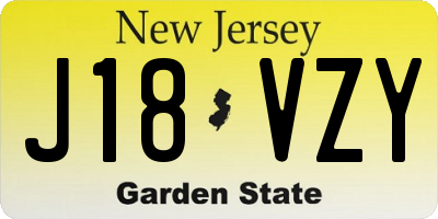 NJ license plate J18VZY