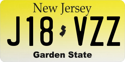 NJ license plate J18VZZ