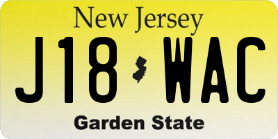 NJ license plate J18WAC