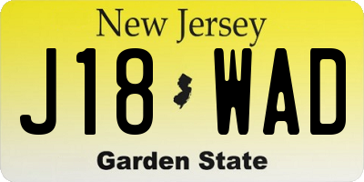 NJ license plate J18WAD