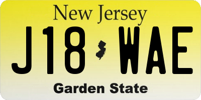 NJ license plate J18WAE