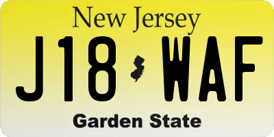 NJ license plate J18WAF