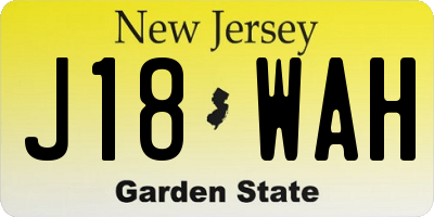 NJ license plate J18WAH