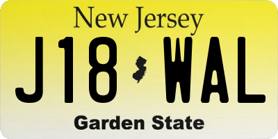 NJ license plate J18WAL