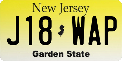 NJ license plate J18WAP