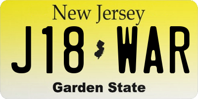 NJ license plate J18WAR