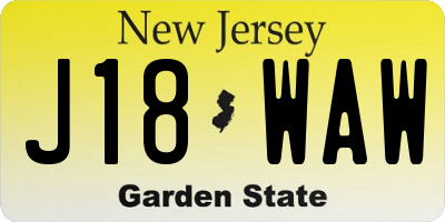 NJ license plate J18WAW
