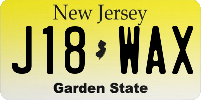 NJ license plate J18WAX
