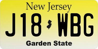NJ license plate J18WBG